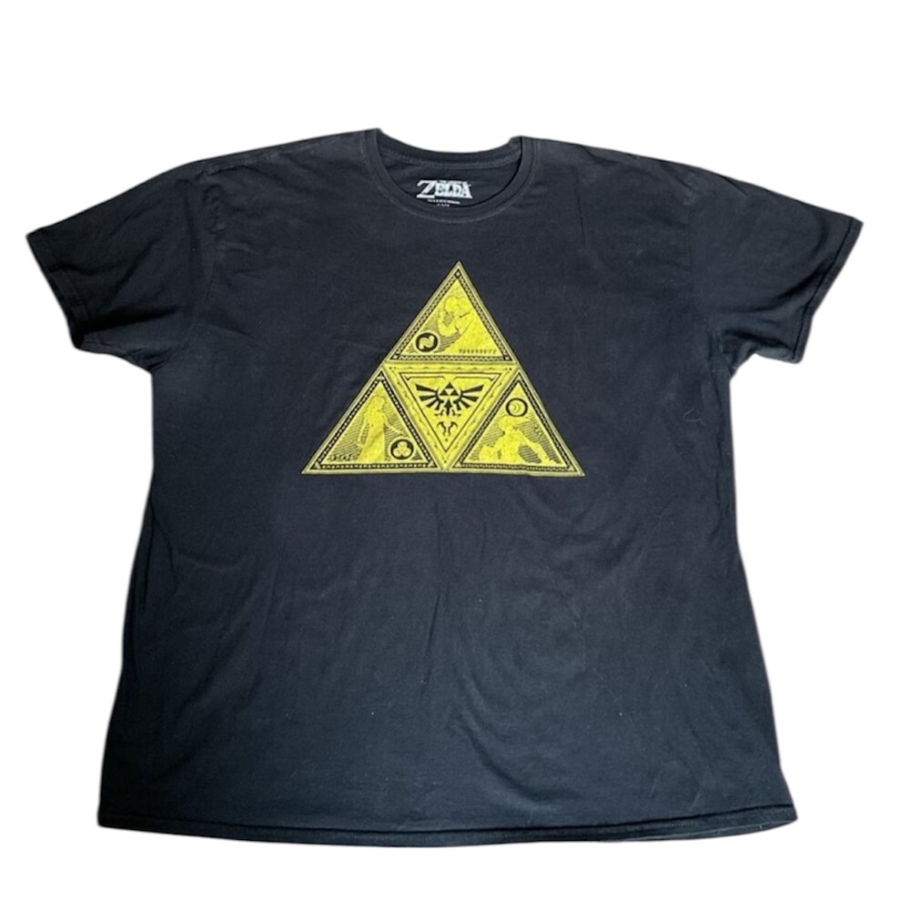The Legend of Zelda Triforce Graphic T-Shirt Black 2XL Nintendo 2019 Cotton